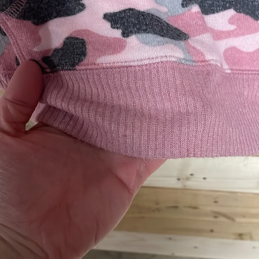 Justice size 10 pink and gray camo hoodie with front pocket
